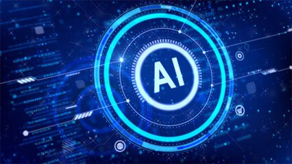 AI Artificial intelligence with circle HUD head up display interface for technology futuristic concept