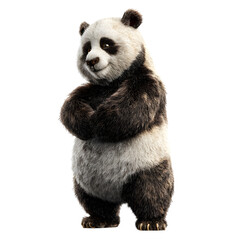 Obraz premium Adult panda standing upright on two feet and humorous 3D stance and isolated white background Batch realistic clean bright simple modern stock image isolated on plain background for web and print u