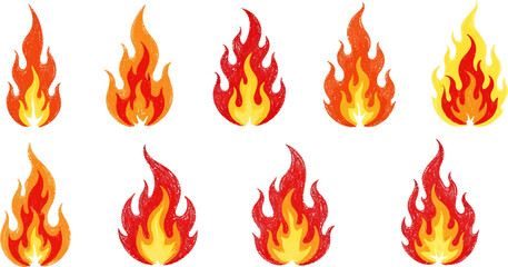 Colorful Fire Flames Vector Illustrations for Design Projects and Concepts