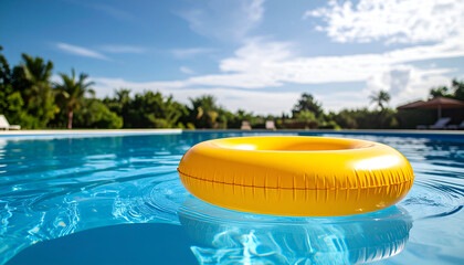 Yellow float in tropical pool.