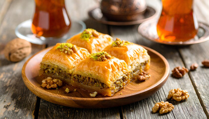 Turkish Baklava with Tea.