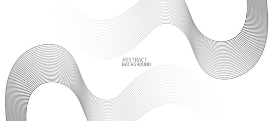 Minimal Wavy Line Abstract Background with Smooth Grey Curves and White Space