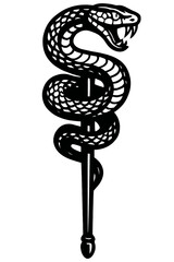 Classic Snake and Staff, Ancient Symbol of Medicine and Healing
