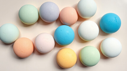 Colorful Bath Bombs on Neutral Background – Spa and Self-Care Concept