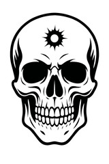 Obraz premium Mysterious Skull with Radiant Sun Forehead Symbol