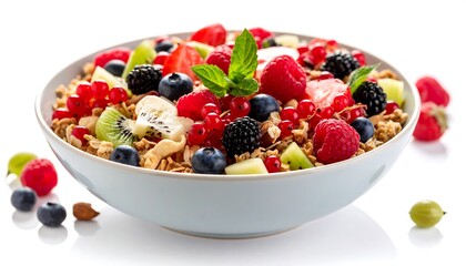Colorful fruit cereal mix in bowl