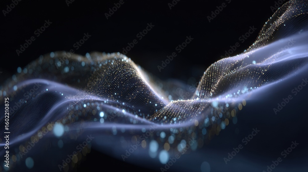 Poster digital abstraction of smart tv screen with weaving content fabric in motion