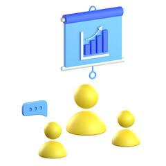 Business team meeting 3d icon colorful design