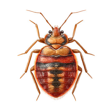 Bed bug rendered in high detail with realistic body segments and legs and  clean scientific view and  isolated white background Batch  realistic clean bright simple modern stock image isolated on plai