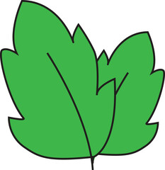 Simple Green Leaf Vector Illustration in Flat Cartoon Style &ndash; Nature Botanical Icon for Eco, Organic, and Environmental Design Projects
