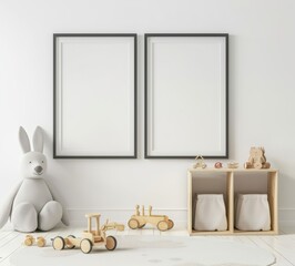 Two Empty Frames in a Minimalist Nursery Setting