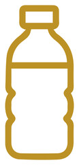 Minimalist gold contour icon representing a common plastic water bottle design