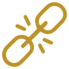 Golden Broken Chain Symbolizing Severed Connection and Network Error