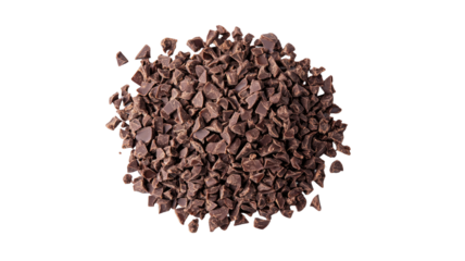 Title: Chopped Dark Chocolate Pieces Isolated on White Background for Baking and Cooking