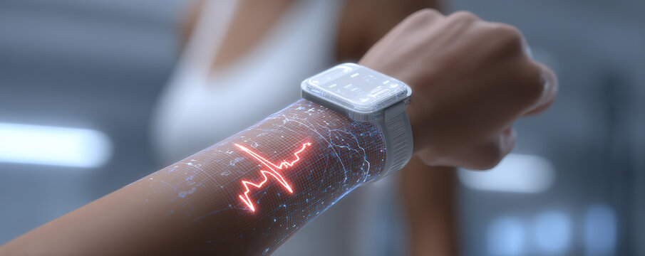 Innovative wearable technology displays health metrics on skin in a modern fitness environment
