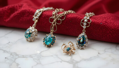 Jewelry over white marble