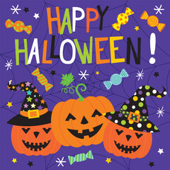 Happy Halloween with Pumpkins and Candy