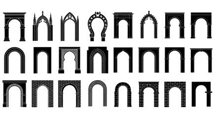 Minimalist Architectural Archway Silhouette Vector Collection for CAD and Design Projects