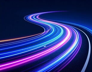 Colorful illustration of a winding rainbow road with wavy lines pattern.
