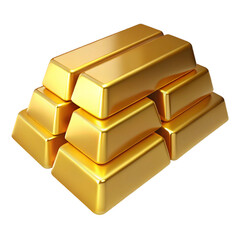 A stack of shiny gold bars isolated on transparent background