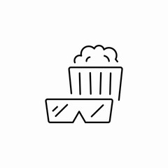 cinema glasses popcorn icon sign vector