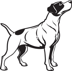Black and White Silhouette Illustration of Standing Dog – Vector Pet Animal Art for Logo, Tattoo, and T-Shirt Design