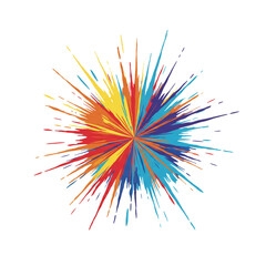 Colorful burst of radial lines emanating from a central point, modern design element, abstract explosion