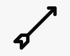 Archery Top Right Path Point Pointing Pathway Direction North East Corner Aim Target Shoot Dart Icon Sign Symbol Black White Illustration Vector Line