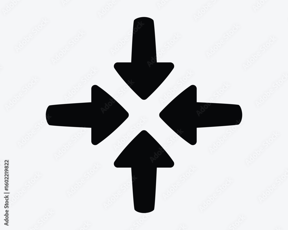 Poster four arrows pointing in middle center centre target aim locaiton positon navigation cursor inward po