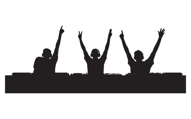 DJ Silhouette Mixing on Turntables Music Artist Vector Design