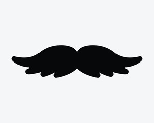Bushy Moustache Man Facial Hair Mustache Male Face Shape Style Outline Silhouette Italian Thick Long Icon Sign Symbol Black White Illustration Graphic