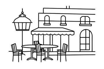 European Cafe Terrace Sketch