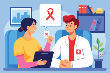 Doctor consulting with a patient about health concerns and testing in a modern medical office during the day