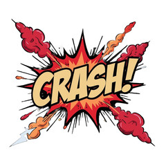 CRASH! Text with Colorful Burst, Transparent Background