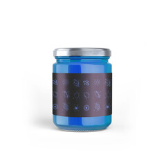 Isolated transparent glass jar with a red lid, empty and ready for food or medicine