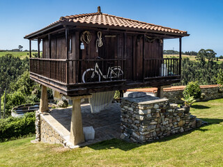 ornamental granary of Cudillero (Asturias, Spain)