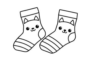 Cute Animal Face Socks Illustration