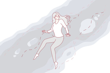 A serene and gentle portrayal of a figure softly drifting through a beautifully ethereal atmosphere