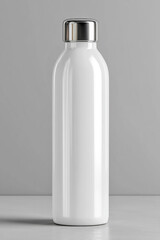 White Bottle with Chrome Top for Stylish Beverage Storage