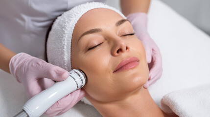 Facial Treatment with Radiofrequency Device for Skin Rejuvenation