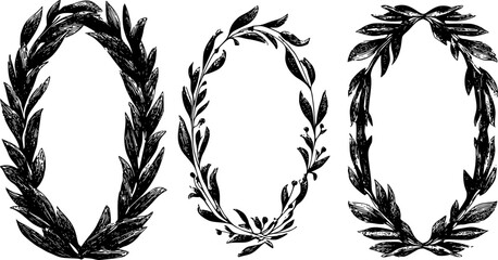 Hand drawn ink vintage frames. Stamp or letter mark frames for greeting cards, wedding, birthday party, invitations in italian or greek marine sea coastal style. Minimalist coquette vector borders