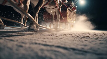 Santa's sleigh making a soft, magical landing on a snow-covered rooftop at night, radiating holiday wonder and Christmas joy. Perfect for seasonal, fantasy, or festive themes.

 - Powered by Adobe