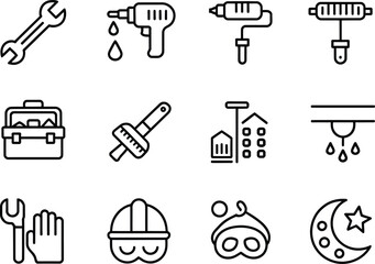 Fototapeta premium Collection of hand drawn icons representing tools and construction elements