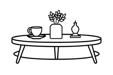Coffee Table Decor Line Drawing