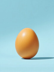 Soft Pastel Blue Background with a Single Egg on Display