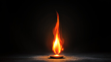 Glowing Flame with Orange Color on a Dark Background for Atmosphere