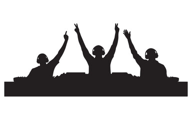 DJ Silhouette Mixing on Turntables  Music Artist Vector Design