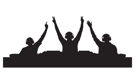 DJ Silhouette Mixing on Turntables  Music Artist Vector Design