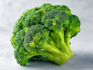 Fresh Green Broccoli with Strong Texture on Light Background