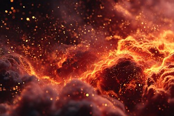 Dramatic Fiery Background with Glowing Embers and Dark Smoke